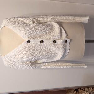 Sincerely Jules Women's White Knit Button Front Cardigan Sweater Size La…